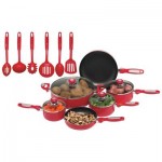 Chef's Secret® 16pc Red Aluminum Cookware Set