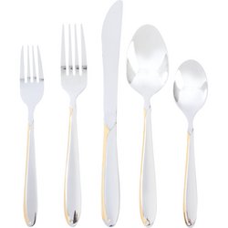 Sterlingcraft® High-Quality, Stainless Steel 72pc Flatware and Hostess Set with Gold Trim