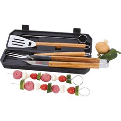 Chefmaster™ 8pc Stainless Steel Barbeque Tool Set with Bamboo Handles