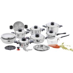 Chef&apos;s Secret® 28pc 12-Element T304 Stainless Steel "Waterless" Cookware