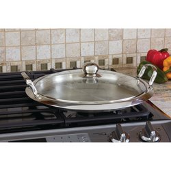 Chef&apos;s Secret® by Maxam® 12-Element High-Quality Stainless Steel Round Griddle with See-Thru Glass Cover